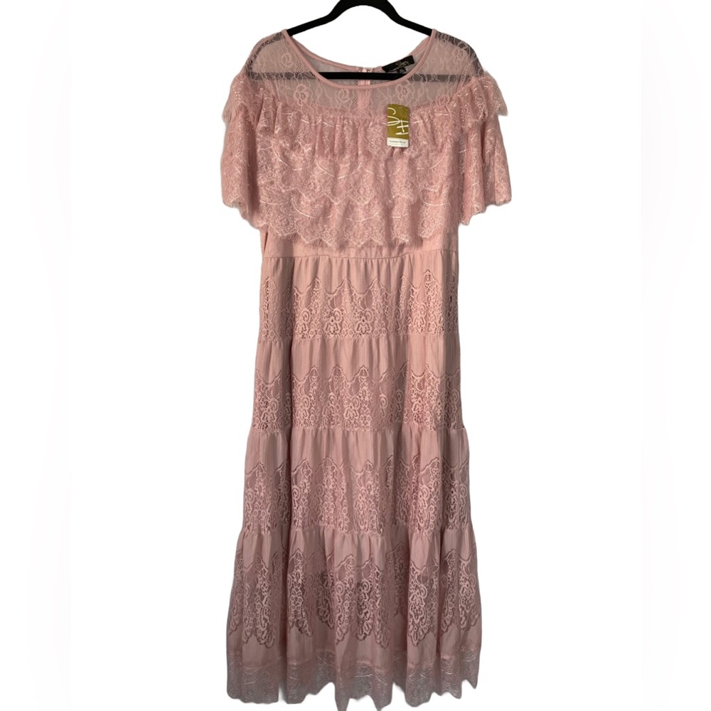 Pink Lace Boho Maxi Dress